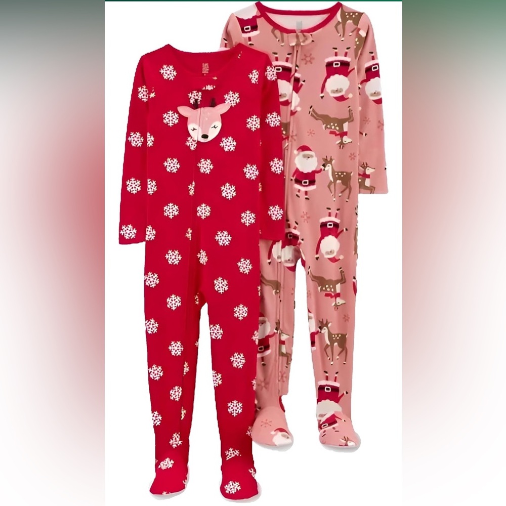 Carter’s Just One You Reindeer St Blanket/Sleeper/Romper 2 Pack,Sz 2T,Pajama Set